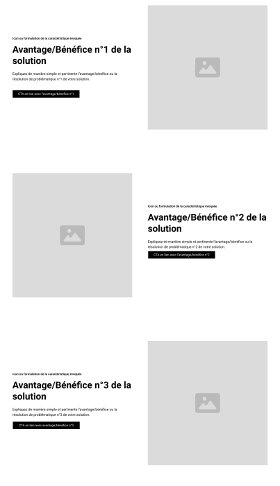 template landing page bénéfices clients